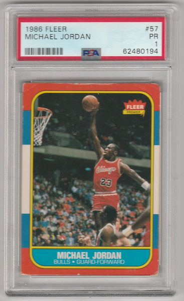 1986-87 FLEER #57 MICHAEL JORDAN PSA 1 CHICAGO BULLS ROOKIE