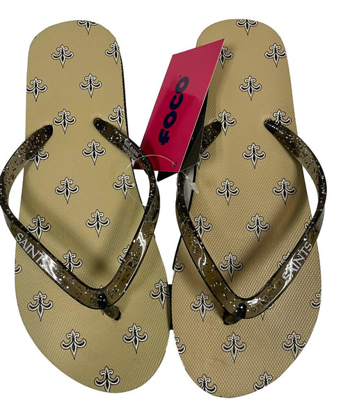 New Orleans Saints Women's Glitter Thong Flip Flop Sandals