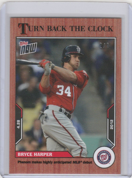 2021 Topps TURN BACK THE CLOCK CHERRY PARALLEL #28 BRYCE HARPER NATIONALS 2/7