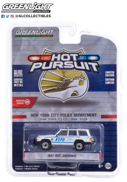Greenlight 1:64 Hot Pursuit Series 38 1997 Jeep Cherokee NYC New York