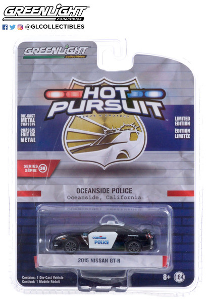 Greenlight 1:64 Hot Pursuit Series 38 2015 Nissan GT-R Oceanside CA