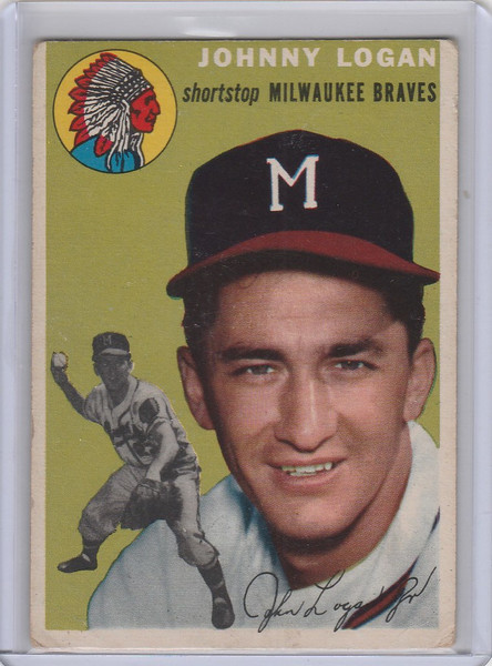 1954 Topps Baseball #122 Johnny Logan Milwaukee Braves EX