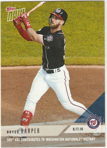 2018 TOPPS NOW #608 500th RBI HELPS NATIONALS VICTORY BRYCE HARPER