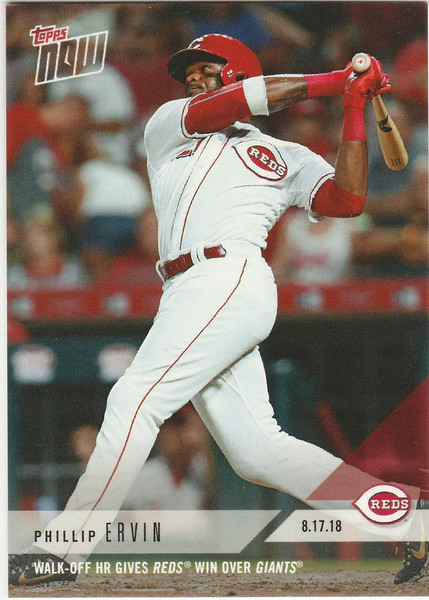 2018 TOPPS NOW #607 WALK OFF HR GIVES REDS WIN OVER GIANTS PHILLIP ERVIN REDS