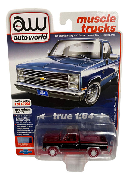 AutoWorld 64332 1:64 Muscle Trucks 1984 Chevy Silverado Series A CHASE ULTRA RED