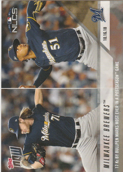 2018 TOPPS NOW #897 17KS BY BULLPEN MARKS MOST EVER IN POSTSEASON BREWERS