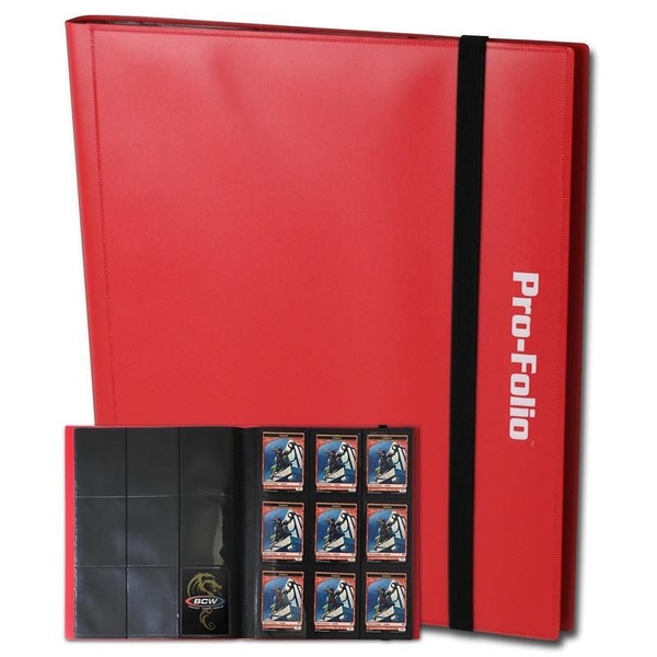 BCW PRO-FOLIO 9-POCKET ALBUM - RED(Holds 360 Cards 9 Pocket Double Pages