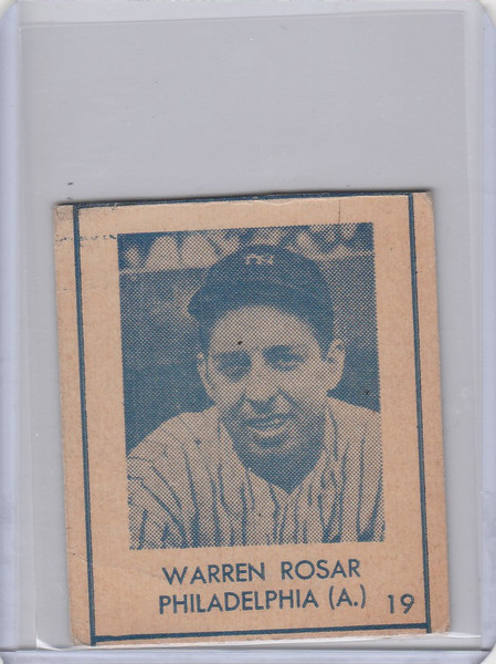 1948 R346 Blue Tint #19 Warren Rosar Philadelphia Athletics