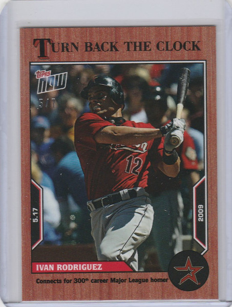 2022 TOPPS TURN BACK THE CLOCK CHERRY PARALLEL #48 IVAN RODRIGUEZ ASTROS 5/7