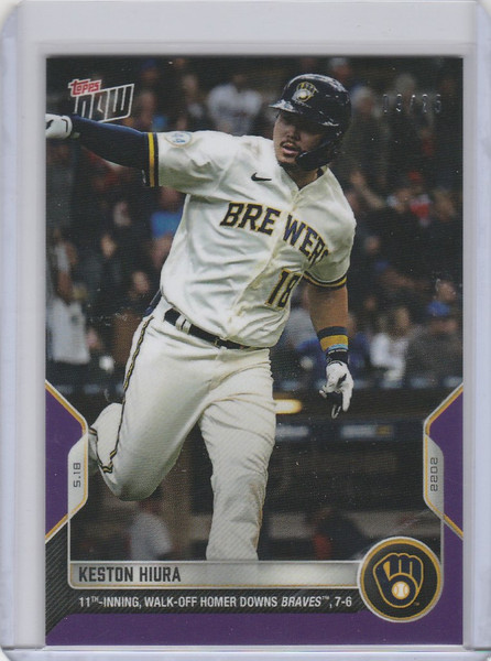 2022 TOPPS NOW PARALLEL #198 KESTON HIURA MILWAUKEE BREWERS 9/25