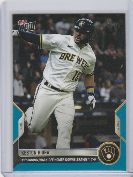 2022 TOPPS NOW PARALLEL #198 KESTON HIURA MILWAUKEE BREWERS 4/49