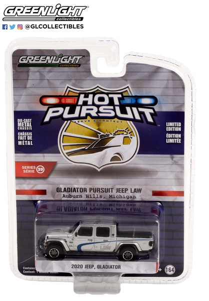 Greenlight 1:64 Hot Pursuit Series 39 2020 Jeep Gladiator Auburn Hill MI