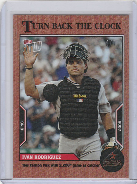 2022 TOPPS TURN BACK THE CLOCK CHERRY PARALLEL #78 IVAN RODRIGUEZ ASTROS 4/7
