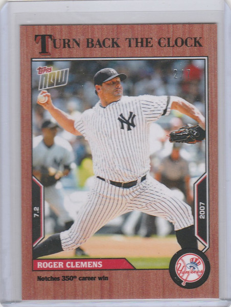 2022 TOPPS TURN BACK THE CLOCK CHERRY PARALLEL #94 ROGER CLEMENS YANKEES 2/7