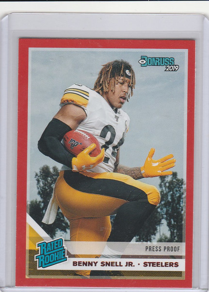 2019 Donruss Rated Rookies Press Proof #335 Benny Snell Pittsburgh Steelers