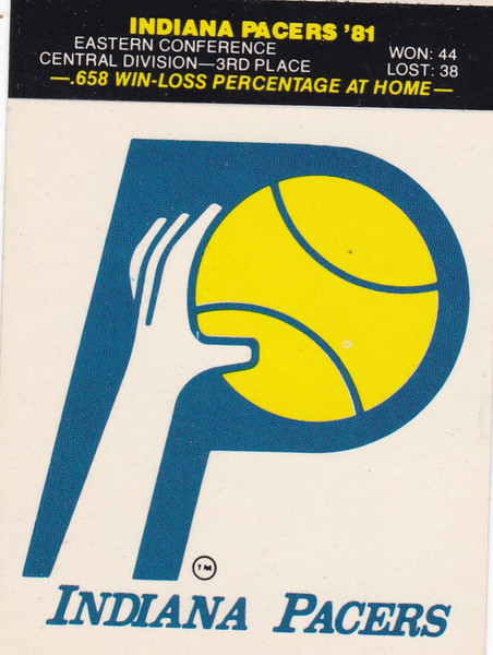 1980-81 Fleer NBA Basketball Sticker Indiana Pacers Team (Puzzle back)