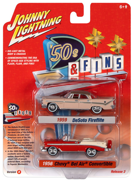 Johnny Lightning 1:64 1959 DeSoto Fireflite 1956 Chevy Bel Air 2Car Set Series B