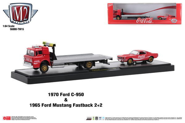 M2 Machines Auto Hauler TW15 1970 Ford C-950 & 1965 Ford Mustang Fastback 2+2