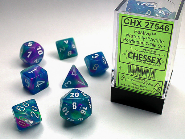 Chessex Festive Waterlily White Polyhedral 7 Die Set