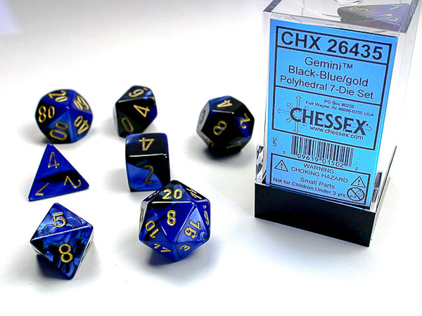 Chessex Gemini Black-Blue/Gold Polyhedral 7 Die Set