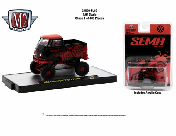 M2 Machines SEMA 2022 AWD 1:64 1960 Volkswagen Type 2 FL10 Limited Edition CHASE
