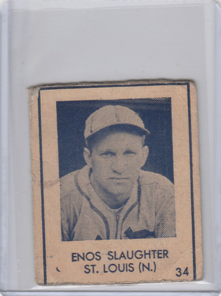 1948 R346 Blue Tint #34 Enos Slaughter St Louis Cardinals