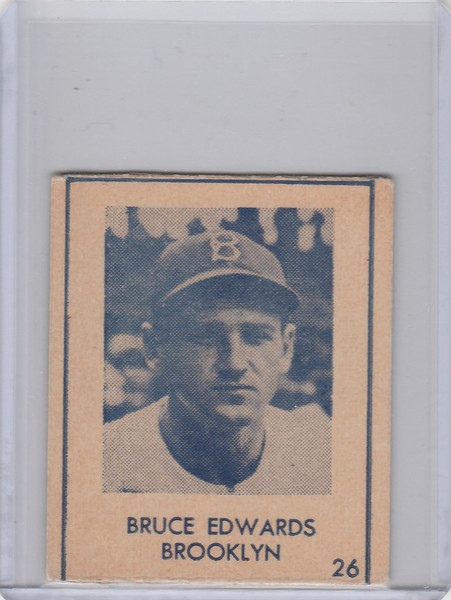 1948 R346 Blue Tint #26 Bruce Edwards Brooklyn Dodgers