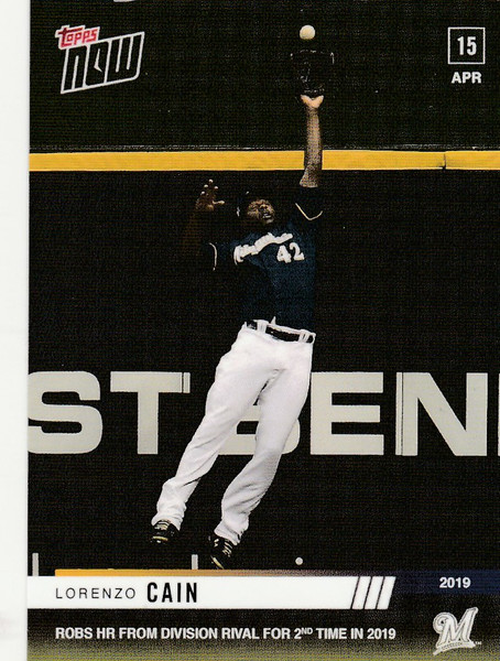 2019 TOPPS NOW #89 LORENZO CAIN ROBS HR FROM DIVISIONAL RIVAL