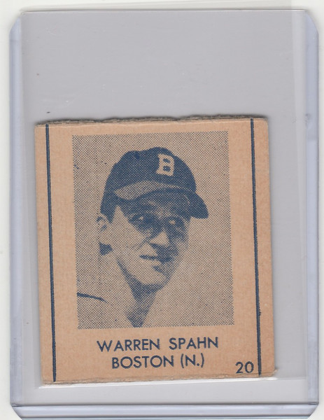 1948 R346 Blue Tint #20 Warren Spahn Boston Braves