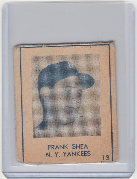 1948 R346 Blue Tint #13 Frank Shea New York Yankees