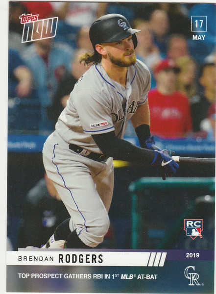 2019 TOPPS NOW #240 BRENDAN RODGERS TOP PROSPECT GATHERS RBI FIRST AB ROCKIES