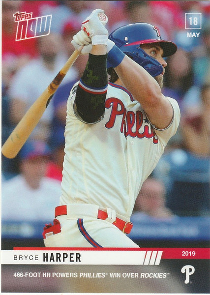 2019 TOPPS NOW #245 BRYCE HARPER 466 FT HOMER POWERS PHILLIES WIN