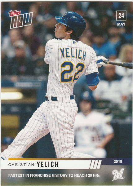 2019 TOPPS NOW #272 CHRISTIAN YELICH MILWAUKEE BREWERS FASTEST TO 20 HR