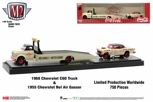 M2 Machines Auto Hauler TW20 1968 Chevrolet C60 Truck & 1955 Chevy Bel-Air CHASE