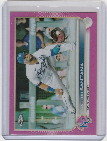 2022 Topps Chrome Pink #143 Carlos Santana - Kansas City Royals