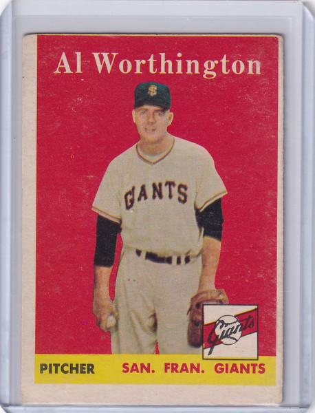 1958 Topps Baseball #427 Al Worthington - San Francisco Giants