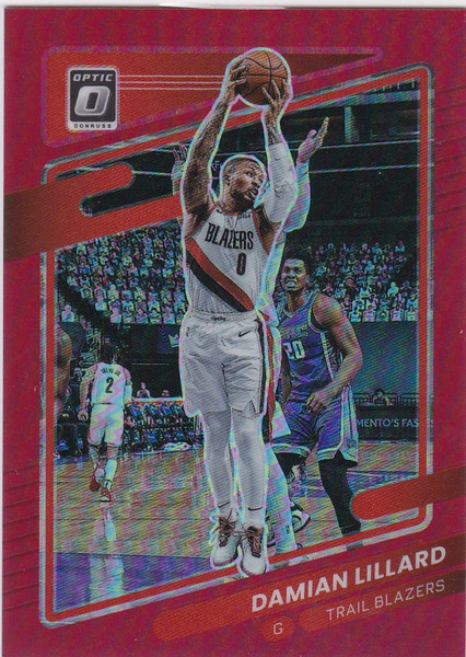 2021-22 Optic #118 Damian Lillard Red Parallel 79/99 Portland Trailblazers