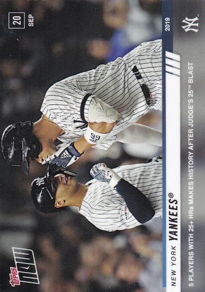 2019 TOPPS NOW #872 NEW YORK YANKEES 5 PLAYERS WITH 25+ HOME RUNS