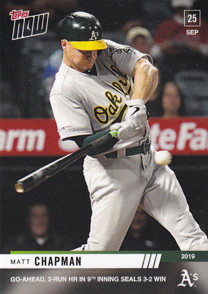 2019 TOPPS NOW #897 MATT CHAPMAN GO AHEAD 2 RUN HR OAKLAND ATHLETICS