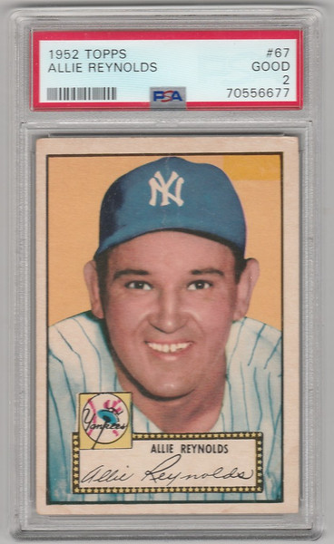 1952 Topps #67 Allie Reynolds New York Yankees PSA 2