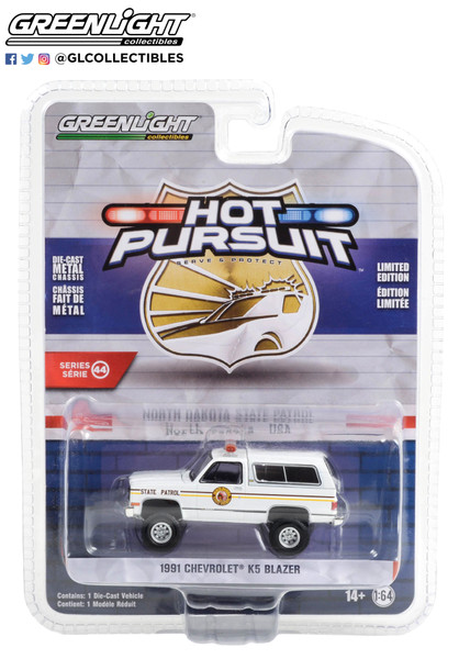 Greenlight 1:64 Hot Pursuit Series 44 1991 Chevrolet K5 Blazer ND State Patrol