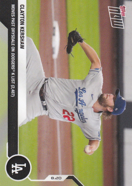 2020 TOPPS NOW #135 CLAYTON KERSHAW LOS ANGELES DODGERS