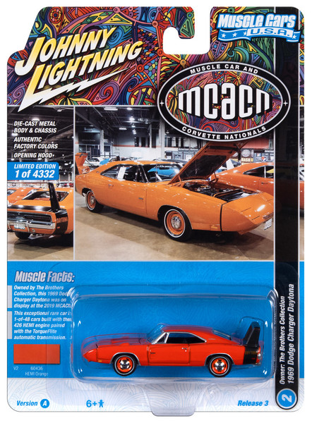 Johnny Lightning JLMC031 Muscle Car VER A 1969 Dodge Charger Daytona Orange