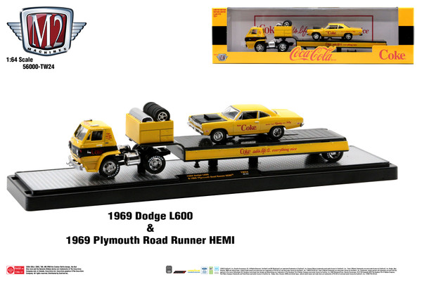 M2 Machines Auto Hauler TW24 1969 Dodge L600 & 1969 Plymouth Road Runner Hemi