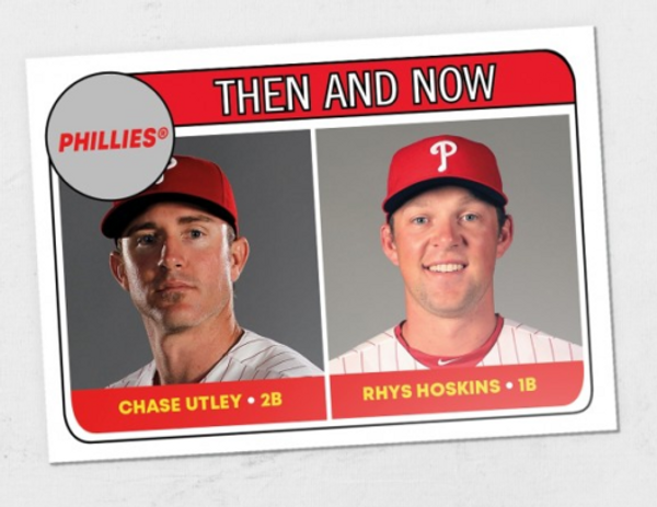 2018 Topps TBT '69 ROOKIE STARS DESIGN #70 RHYS HOSKINS / CHASE UTLEY PHILLIES