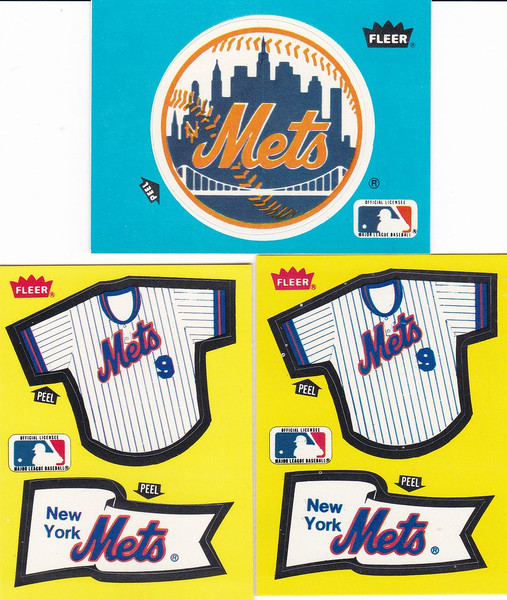 1985 Fleer Stickers Mets Jersey/Pennant & Team Logo