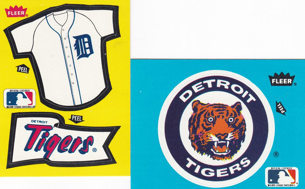 1985 Fleer Stickers Tigers Jersey/Pennant & Team Logo