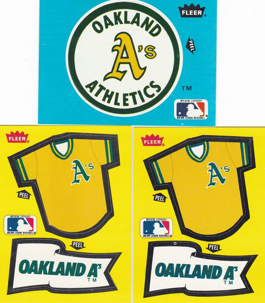 1985 Fleer Stickers Athletics Jersey/Pennant & Team Logo