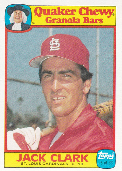 1986 Quaker Oats Jack Clark #5 -- Cardinals