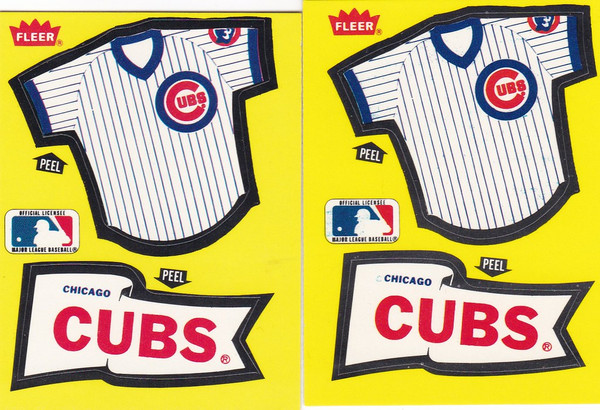 1985 Fleer Stickers Cubs Jersey/Pennant